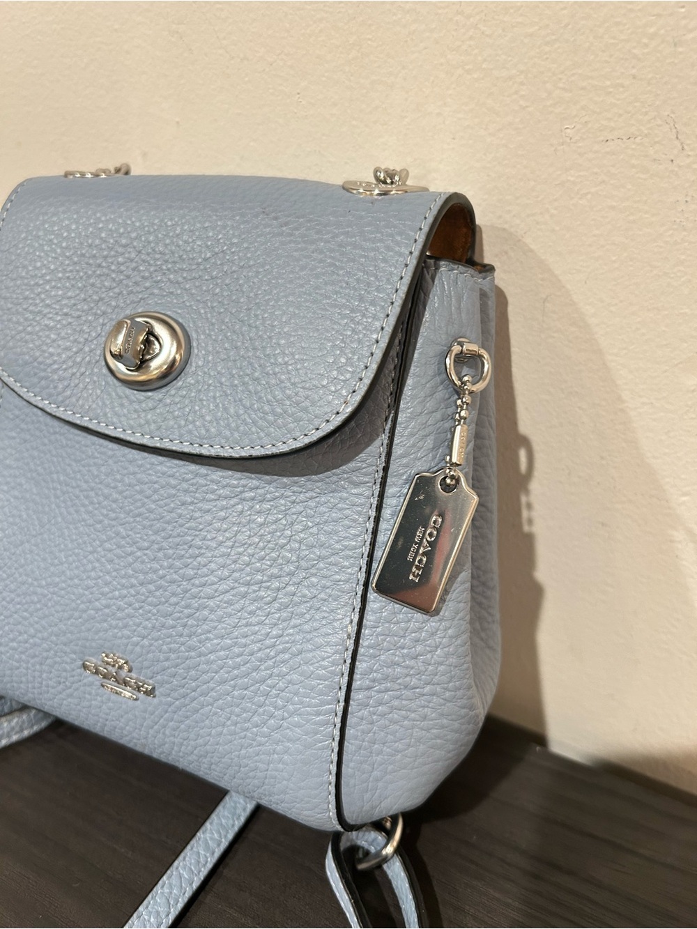 Coach Cornflower Blue Convertible Leather Micro Backpack Style#C5677 EUC - Picture 11 of 15